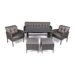 Σαλόνι κήπου "Dros" σετ 6τμχ μέταλλο-rattan σε χρώμα ανθρακί Σαλόνι κήπου "Dros" σετ 6τμχ μέταλλο-rattan σε χρώμα ανθρακί