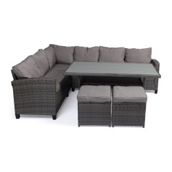 Σαλόνι κήπου γωνιακό "Sif" σετ 4τμχ μέταλλο-rattan-polywood γκρι Σαλόνι κήπου γωνιακό "Sif" σετ 4τμχ μέταλλο-rattan-polywood γκρι