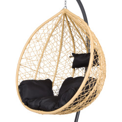 Κρεμαστή κούνια κήπου "ESTA" από μέταλλο-pp σε φυσικό χρώμα μαύρο μαξιλάρι 107x103x200 Κρεμαστή κούνια κήπου "ESTA" από μέταλλο-pp σε φυσικό χρώμα μαύρο μαξιλάρι 107x103x200