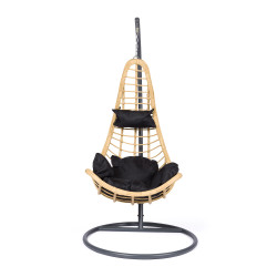 Κρεμαστή κούνια κήπου "Nid" από μέταλλο-pp σε φυσικό χρώμα μαύρο μαξιλάρι 103x80x200 Κρεμαστή κούνια κήπου "Nid" από μέταλλο-pp σε φυσικό χρώμα μαύρο μαξιλάρι 103x80x200