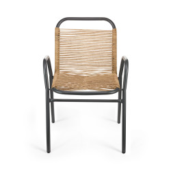 Πολυθρόνα κήπου "Tega" από μέταλλο-pp σε χρώμα γκρι-μπεζ 59x53x76