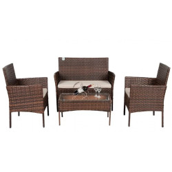 Σαλόνι κήπου Calma σετ 4τμχ rattan cappuccino-ύφασμα μπεζ Σαλόνι κήπου Calma σετ 4τμχ rattan cappuccino-ύφασμα μπεζ