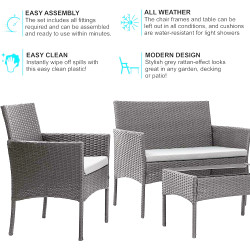 Σαλόνι κήπου Calma σετ 4τμχ rattan γκρι-ύφασμα μπεζ Σαλόνι κήπου Calma σετ 4τμχ rattan γκρι-ύφασμα μπεζ