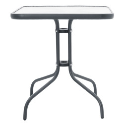 Τραπέζι κήπου "Leno" μέταλλο ανθρακί-γυαλί 60x60x70