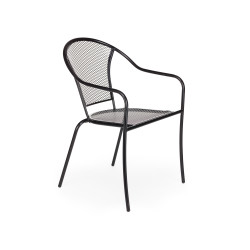 Πολυθρόνα μεταλλική LIV στοιβαζόμενη μαύρο μέταλλο 53x61x82