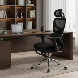 Καρέκλα γραφείου διευθυντή με υποπόδιο LINUX mesh μαύρο 61x63x117/125