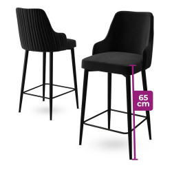 Σκαμπό μπαρ Rom από ύφασμα σε μαύρη απόχρωση με μαύρα μεταλλικά πόδια 43x42x105 Σκαμπό μπαρ Rom από ύφασμα σε μαύρη απόχρωση με μαύρα μεταλλικά πόδια 43x42x105