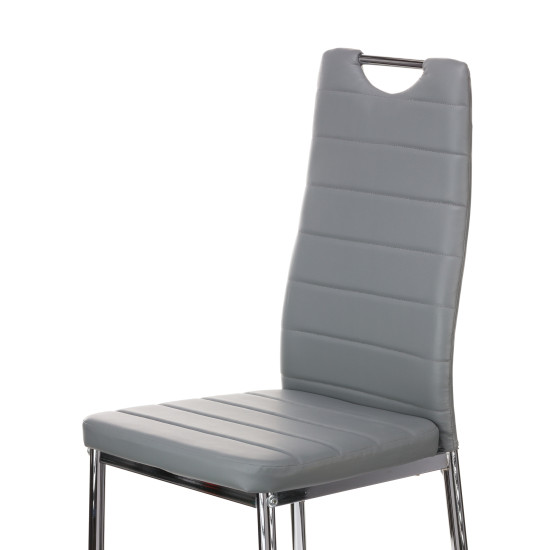 Καρέκλα Tonia PU γκρι-πόδι χρωμίου 52x43x96 Καρέκλα Tonia PU γκρι-πόδι χρωμίου 52x43x96