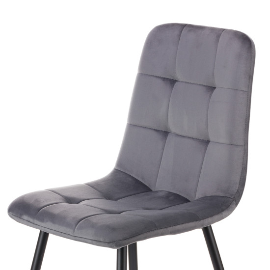Καρέκλα Rena plus σε βελούδο ύφασμα γκρι-πόδι μαύρο μεταλλικό 48x55x90 Καρέκλα Rena plus σε βελούδο ύφασμα γκρι-πόδι μαύρο μεταλλικό 48x55x90