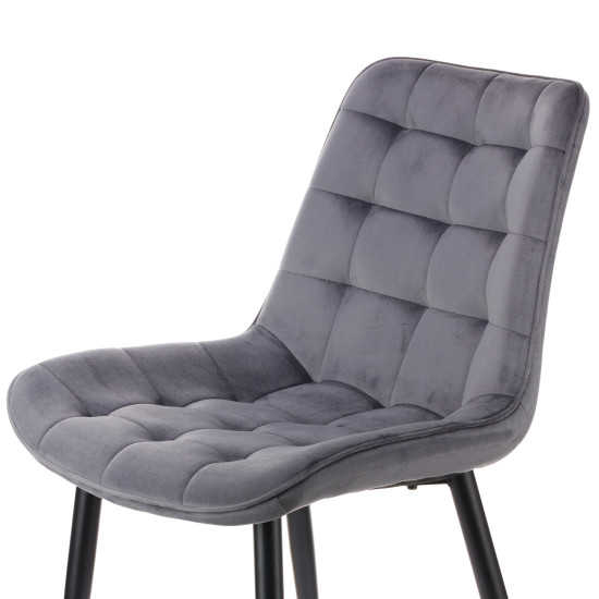 Καρέκλα Vitto γκρι βελούδο-πόδι μαύρο μέταλλο 46x62x80 Καρέκλα Vitto γκρι βελούδο-πόδι μαύρο μέταλλο 46x62x80