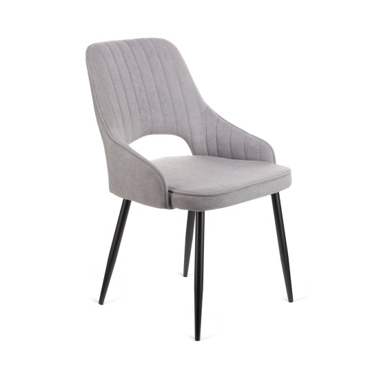 Καρέκλα Tiate γκρι μπουκλέ ύφασμα-πόδι μαύρο μέταλλο 47x51x83 Καρέκλα Tiate γκρι μπουκλέ ύφασμα-πόδι μαύρο μέταλλο 47x51x83