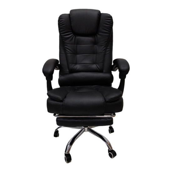 Καρέκλα γραφείου διευθυντή με υποπόδιο Work pu σε μαύρη απόχρωση 66x62x113-121