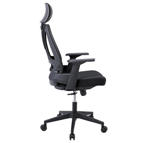 Καρέκλα γραφείου διευθυντή Andy ύφασμα mesh μαύρο 50x50x114/124