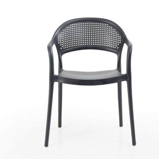 Πολυθρόνα Paros pp σε μαύρη απόχρωση 57x50x80