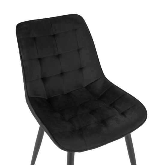 Καρέκλα "AMELIE" από βελούδο/μέταλλο σε μαύρο χρώμα 48,5x56x83