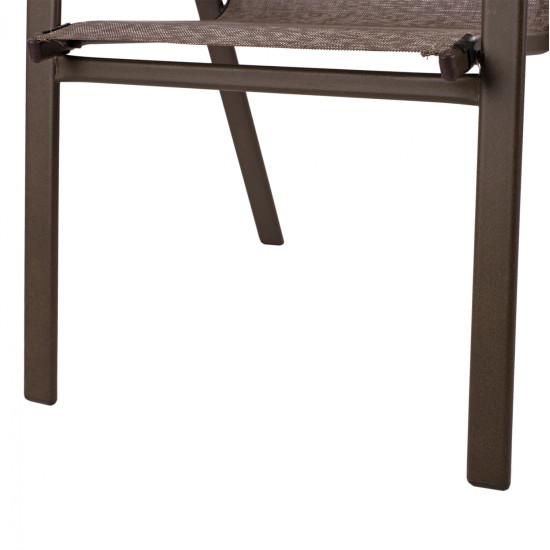 Πολυθρόνα κήπου "Roby" μέταλλο σκούρo καφέ-textilene καφέ 55x75x95