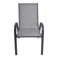 Πολυθρόνα κήπου "Roby" μέταλλο γκρι-textilene γκρι 55x75x95