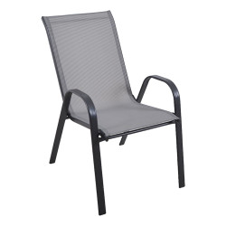 Πολυθρόνα κήπου "Roby" μέταλλο γκρι-textilene γκρι 55x75x95