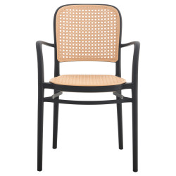 Πολυθρόνα Amiri στοιβαζόμενη με UV protection PP μπεζ-μαύρο 55x53x85