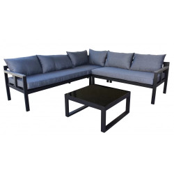 Σετ σαλόνι κήπου γωνιακός καναπές Mode με ανάκληση ξαπλώστρας και τραπεζάκι με τζάμι 210,5x197x69 Σετ σαλόνι κήπου γωνιακός καναπές Mode με ανάκληση ξαπλώστρας και τραπεζάκι με τζάμι 210,5x197x69