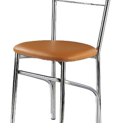 Καρέκλα μεταλλική χρωμίου με πάτο δερματίνης Καρέκλα μεταλλική χρωμίου με πάτο δερματίνης