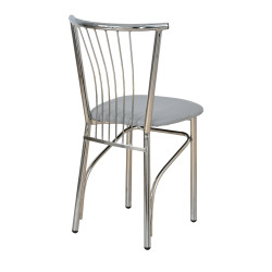 Καρέκλα βεντάλια χρωμίου με πάτο δερματίνης σε χρώμα λευκό 40x36x83 Καρέκλα βεντάλια χρωμίου με πάτο δερματίνης σε χρώμα λευκό 40x36x83