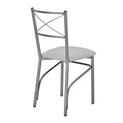 Καρέκλα μεταλλική με πάτο δερματίνης λευκό 40x36x86 Καρέκλα μεταλλική με πάτο δερματίνης λευκό 40x36x86