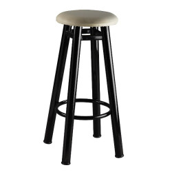 Σκαμπό μεταλλικό με πάτο δερματίνης σε χρώμα λευκό 36x79