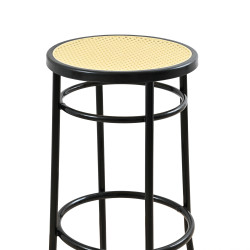 Σκαμπό μπαρ μεταλλικό με πάτο ψάθας σε χρώμα μαύρο/μπεζ Φ36x79 Σκαμπό μπαρ μεταλλικό με πάτο ψάθας σε χρώμα μαύρο/μπεζ Φ36x79