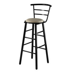 Σκαμπό μπαρ με πλάτη από μέταλλο/PU σε χρώμα μαύρο Φ34x103