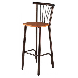 Σκαμπό μπαρ με πλάτη μεταλλικό και πάτο ξύλου σε χρώμα καφέ 35x39x108 Σκαμπό μπαρ με πλάτη μεταλλικό και πάτο ξύλου σε χρώμα καφέ 35x39x108