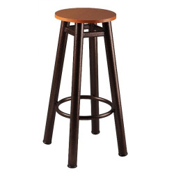 Σκαμπό μπαρ μεταλλικό με πάτο ξύλου σε χρώμα καφέ 36x79 Σκαμπό μπαρ μεταλλικό με πάτο ξύλου σε χρώμα καφέ 36x79