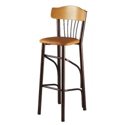 Σκαμπό μπαρ με πλάτη μεταλλικό με πάτο δερματίνης σε χρώμα ταμπά Σκαμπό μπαρ με πλάτη μεταλλικό με πάτο δερματίνης σε χρώμα ταμπά