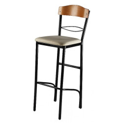 Σκαμπό μπαρ μεταλλικό με πλάτη και πάτο δερματίνης σε χρώμα μπεζ 35x39x108 Σκαμπό μπαρ μεταλλικό με πλάτη και πάτο δερματίνης σε χρώμα μπεζ 35x39x108