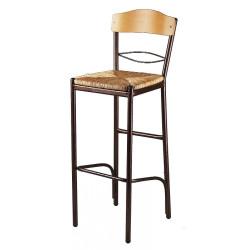 Σκαμπό μπαρ μεταλλικό με πλάτη και πάτο ψάθας σε χρώμα μπεζ 35x39x108 Σκαμπό μπαρ μεταλλικό με πλάτη και πάτο ψάθας σε χρώμα μπεζ 35x39x108