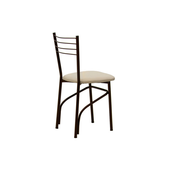 Καρέκλα "ΡΙΓΑ" από μέταλλο/τεχνόδερμα σε καφέ/εκρού χρώμα 40x43x80