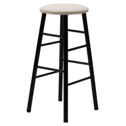 Σκαμπώ μπαρ "STAND" από τεχνόδερμα-μέταλλο σε εκρού-μαύρο gloss χρώμα Φ36x79 Σκαμπώ μπαρ "STAND" από τεχνόδερμα-μέταλλο σε εκρού-μαύρο gloss χρώμα Φ36x79