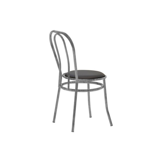 Καρέκλα "WIEN" από μέταλλο/τεχνόδερμα σε γκρι/μαύρο χρώμα 40x47x85