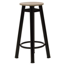 Σκαμπώ μπαρ "REST" από μέταλλο-ξύλο σε καφέ-δρυς χρώμα Φ33x77