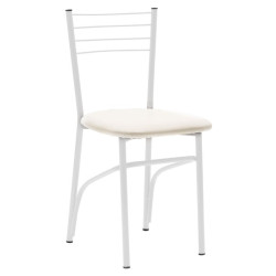 Καρέκλα "ΡΙΓΑ" από μέταλλο/τεχνόδερμα σε λευκό/εκρού χρώμα 40x36x83