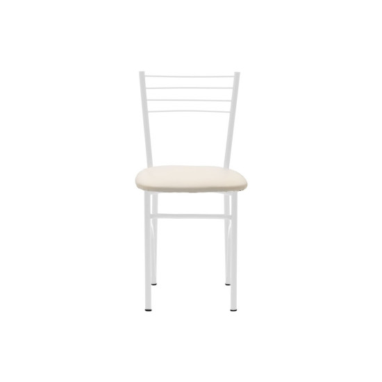 Καρέκλα "ΡΙΓΑ" από μέταλλο/τεχνόδερμα σε λευκό/εκρού χρώμα 40x43x80