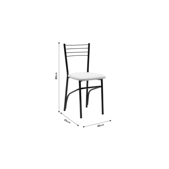 Καρέκλα "ΡΙΓΑ" από μέταλλο/τεχνόδερμα σε εκρού χρώμα 40x43x80