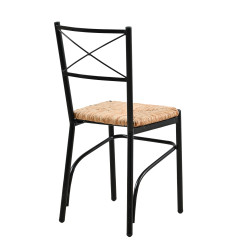 Καρέκλα μεταλλική με φυσική ψάθα σε μαύρο χρώμα 40x36x86 Καρέκλα μεταλλική με φυσική ψάθα σε μαύρο χρώμα 40x36x86
