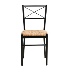 Καρέκλα μεταλλική με φυσική ψάθα σε μαύρο χρώμα 40x36x86 Καρέκλα μεταλλική με φυσική ψάθα σε μαύρο χρώμα 40x36x86