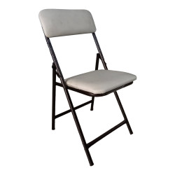 Καρέκλα πτυσσόμενη από μέταλλο/PU σε χρώμα καφέ/λευκό 37x36x82