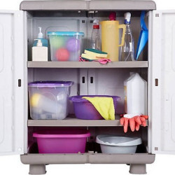 Ντουλάπα "ΗΒΗ" δίφυλλη πλαστική σε μπεζ-λευκό χρώμα 73x44x96