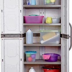 Ντουλάπα "ΗΛΕΚΤΡΑ" δίφυλλη πλαστική σε γκρι-ανθρακί χρώμα 73x44x179