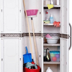 Ντουλάπα "ΑΡΙΑ" δίφυλλη με χώρισμα πλαστική σε ανθρακί-γκρι χρώμα 73x44x179