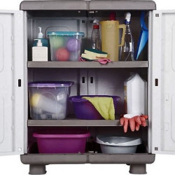 Ντουλάπα "ΗΒΗ" δίφυλλη πλαστική σε ανθρακί-γκρι χρώμα 73x44x96