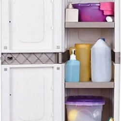 Ντουλάπα "ΙΡΙΔΑ" μονόφυλλη πλαστική σε μπεζ-λευκό χρώμα 44x36x179